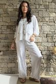 Benji Linen Panel Wave Vest White - 